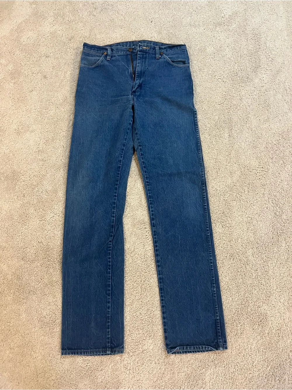 Wrangler Men's Straight-Leg Jeans in Blue Denim